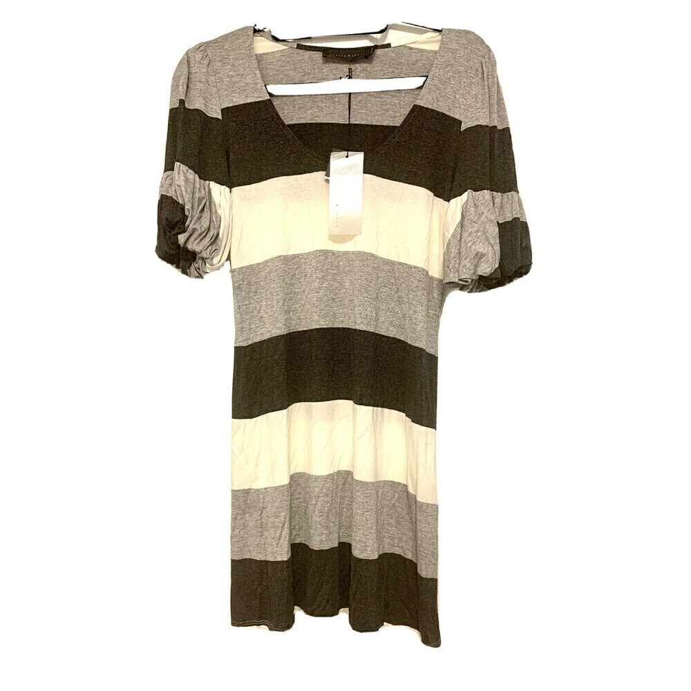 STELLA and Jamie‎ Dress Size Medium Striped Black Gray White